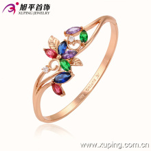Jóia de moda rosa banhado a ouro bracelete elegante com zircão colorido da flor